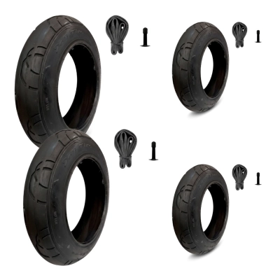 Opony 10 cali + 12 1/2 cala SA-259 do wózka | czarne, proste wentyle